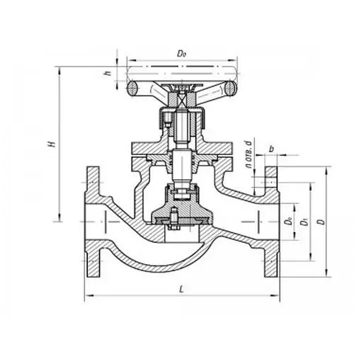 Бронзовый запорный проходной фланцевый клапан 521-35.3442-03 (ИТШЛ.49111514-03) 