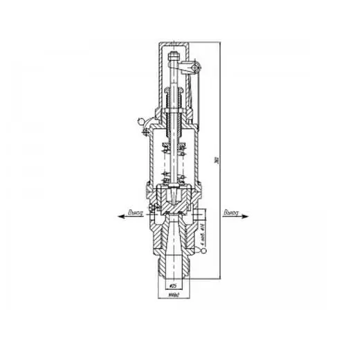 Клапан латунный предохранительный пружинный полноподъемный с принудительным подрывом 524-3642-02 (ИПЛT.49414121-02) 