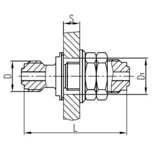 Латунный переборочный штуцерный съемный стакан 32x100 мм 554-03.909-07 (ИTШЛ.363171.135-07)